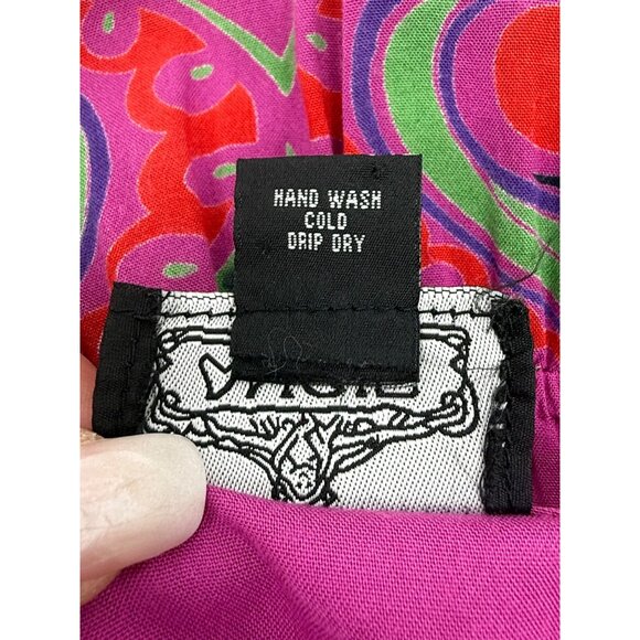 Vintage 90s Angie Multicolored Print Boho Rayon Casual Summer Mini Dress Tunic - Picture 15 of 16